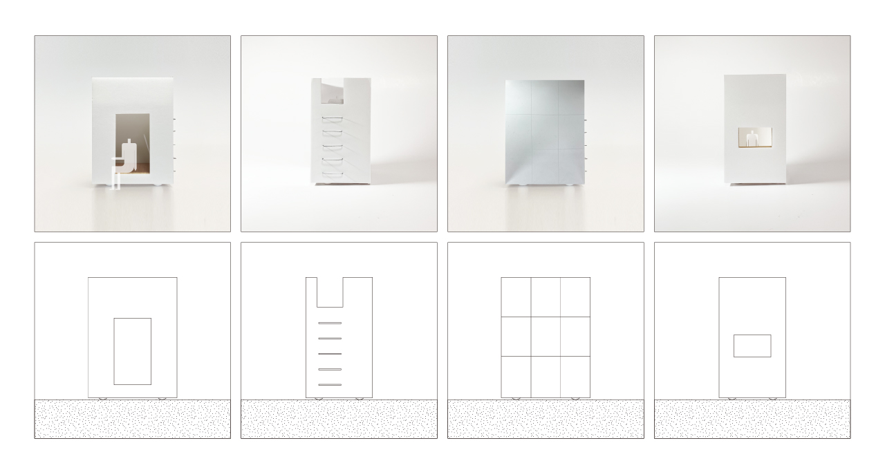 穴の空いた箱の四面