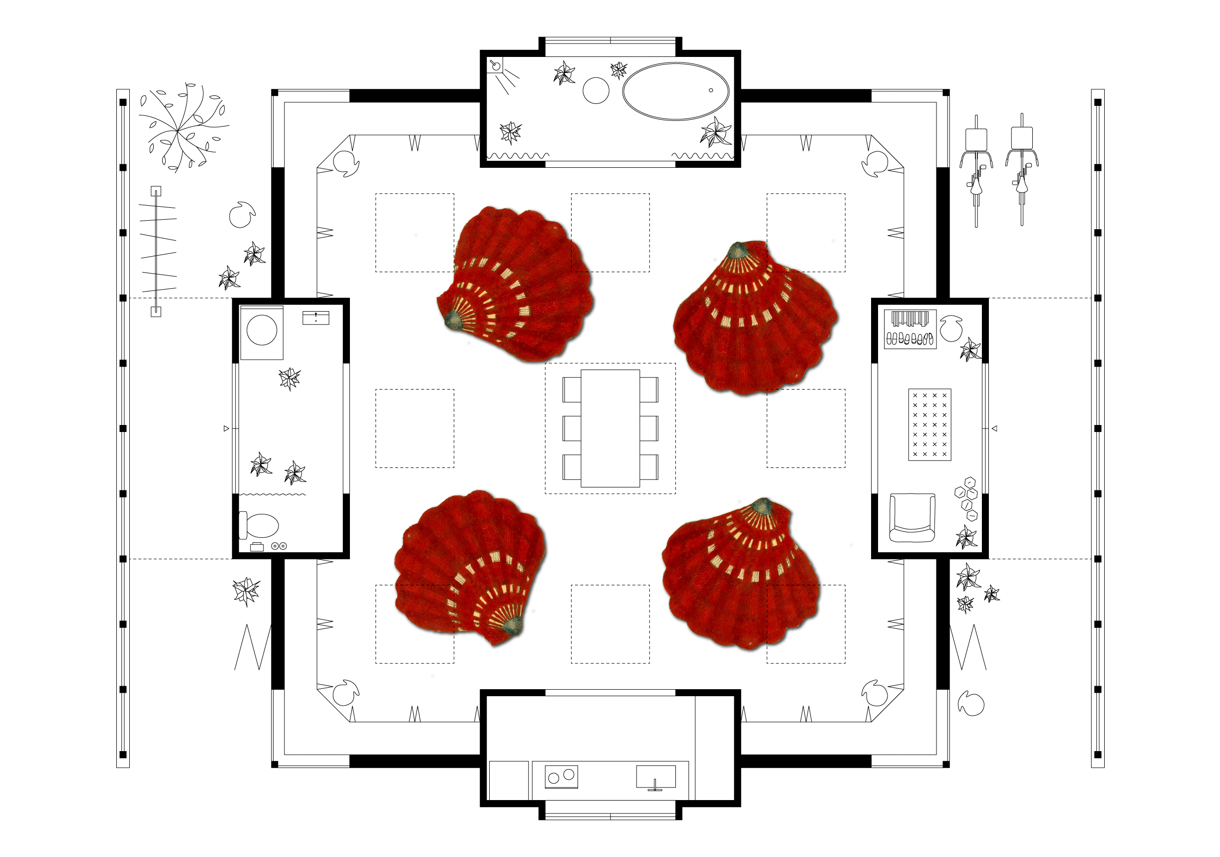 貝殻を包む大きな箱