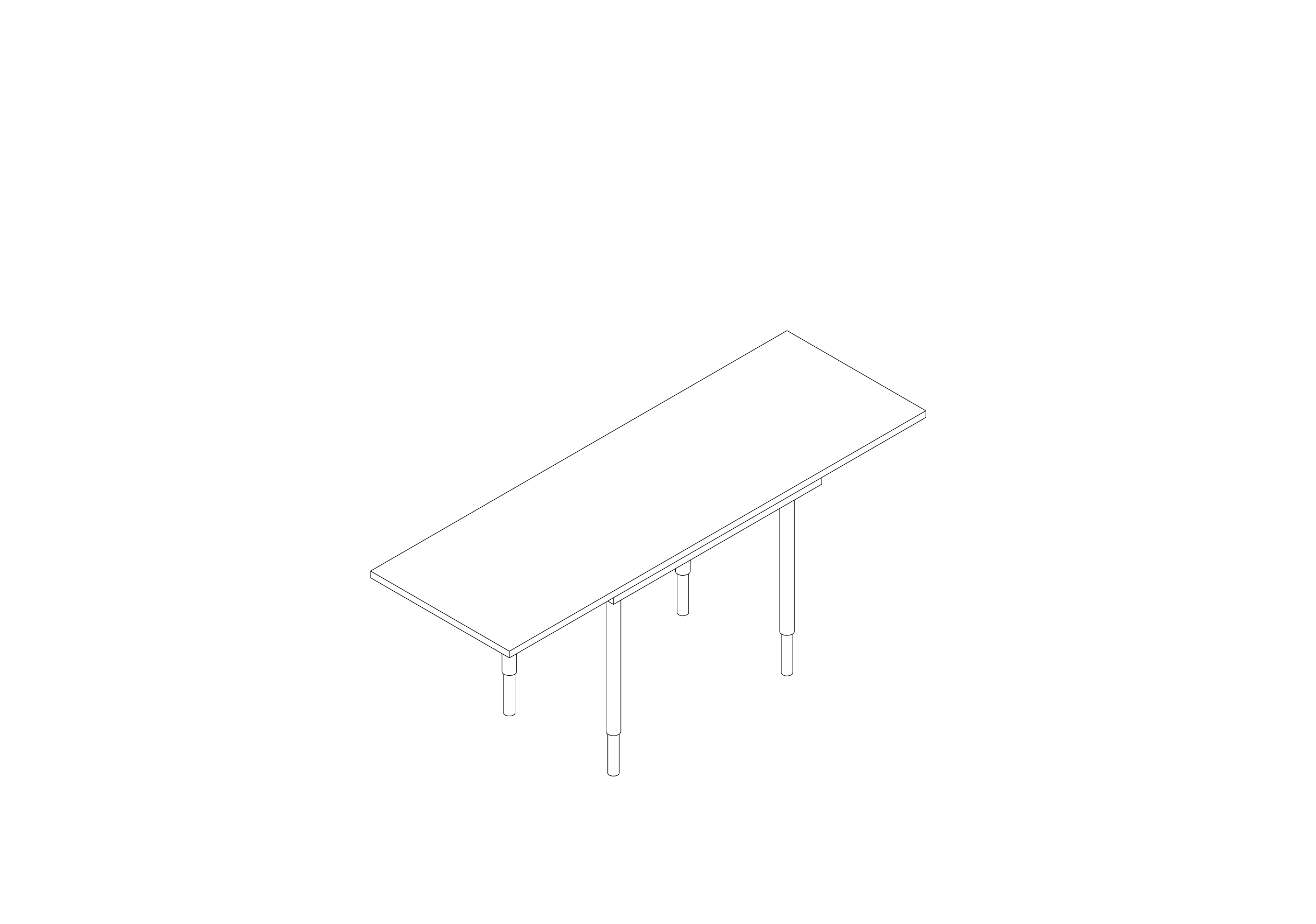 天板のためのテーブルのアクソメ図
